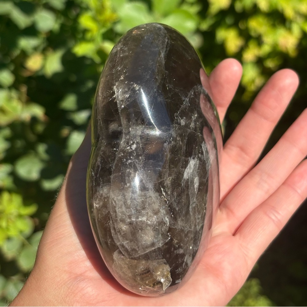 1.23 Pounds - Large Smoky Quartz Crystal Heart with Rainbow - Picture 3 of 12